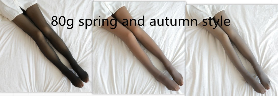 Fake Translucent Plus Size Leggings Fleece Lined Tights Fall And Winter Warm Fleece