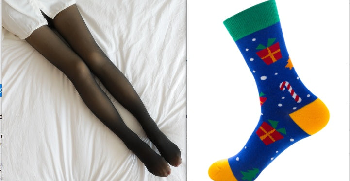 Fake Translucent Plus Size Leggings Fleece Lined Tights Fall And Winter Warm Fleece