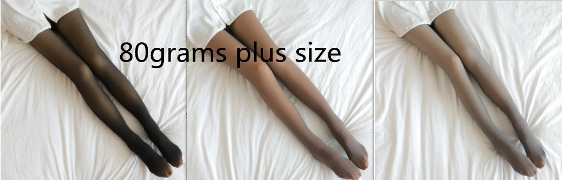 Fake Translucent Plus Size Leggings Fleece Lined Tights Fall And Winter Warm Fleece