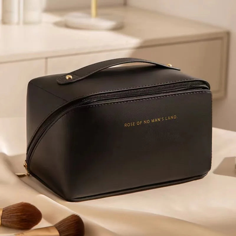 Leather Large Capacity Travel Cosmetic Bag Portable Women Makeup Case Waterproof Multifunctional Toiletry Organizer Storage Bag