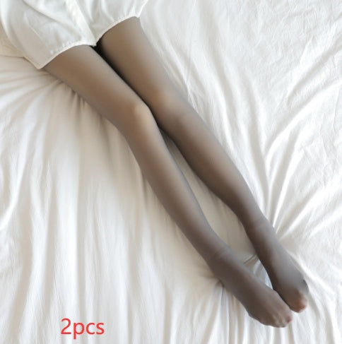 Fake Translucent Plus Size Leggings Fleece Lined Tights Fall And Winter Warm Fleece