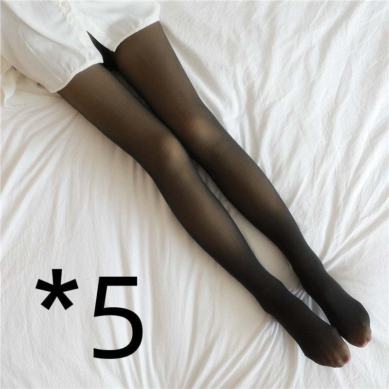Fake Translucent Plus Size Leggings Fleece Lined Tights Fall And Winter Warm Fleece