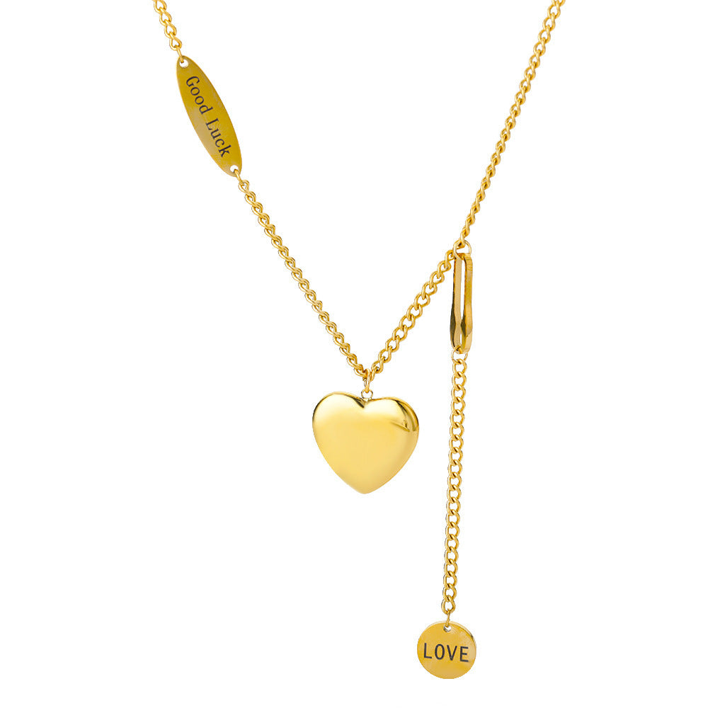 Fashion Jewelry Multilayer Heart Pendant Necklaces For Women Stainless Steel Chain