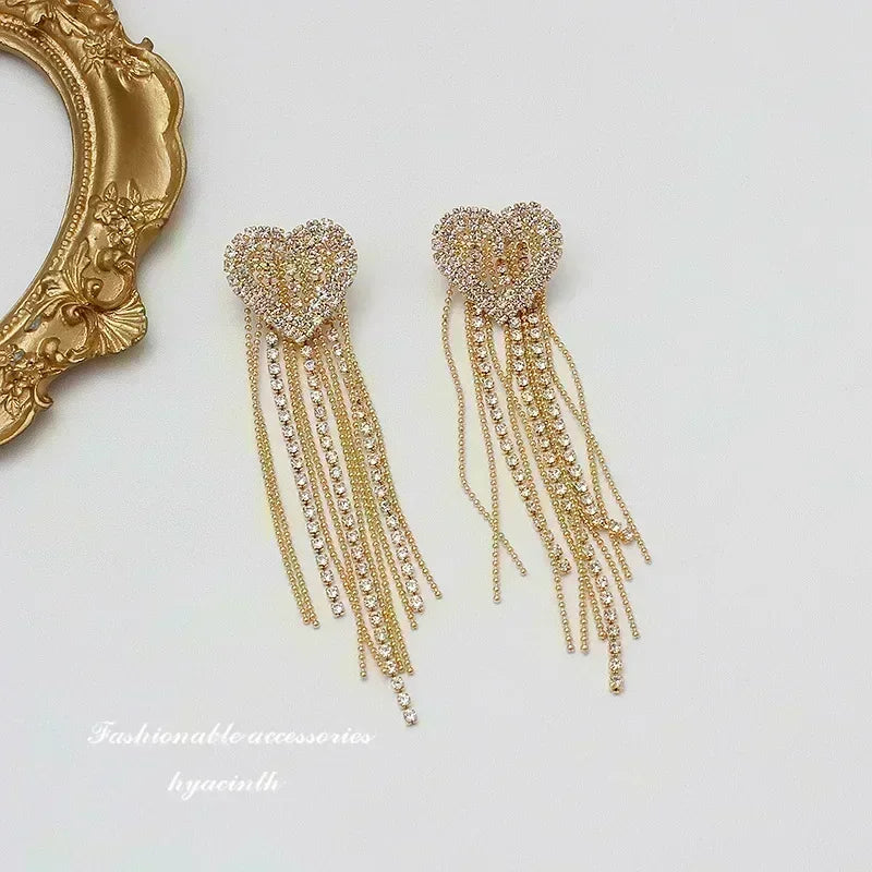 Exquisite Blue Drop-shaped Crystal Pendant Earrings For Women