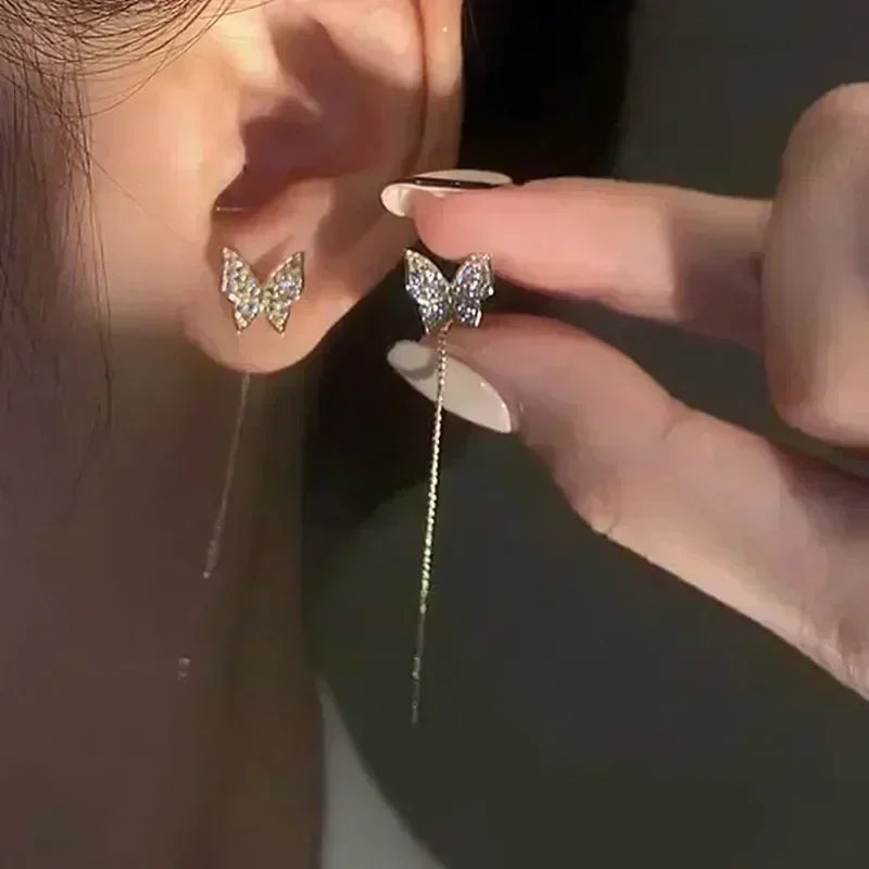 Charming Black Crystal Drop-shaped Pendant Earrings for Women
