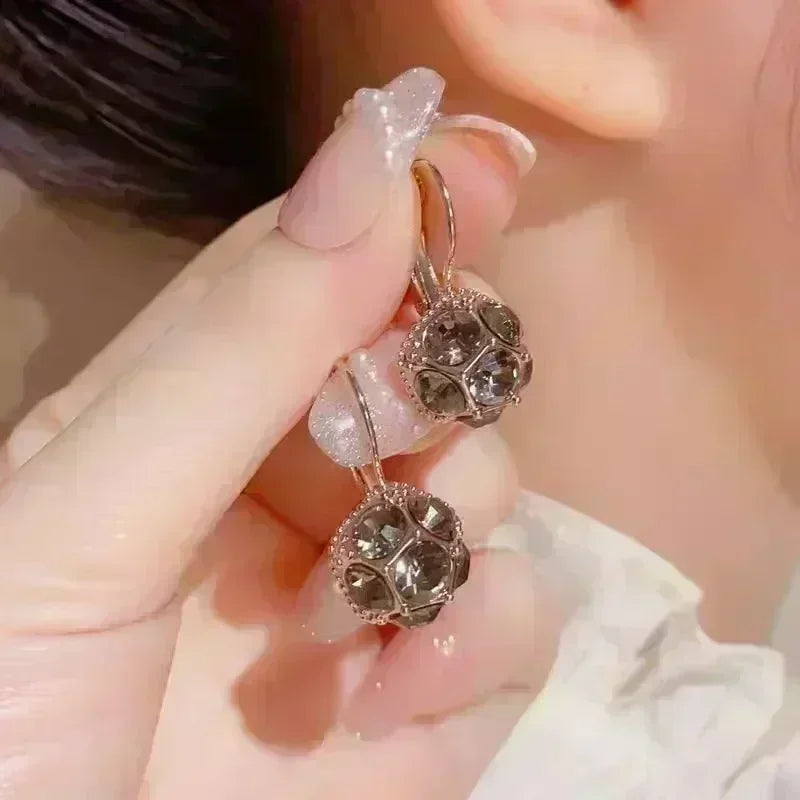 Exquisite Blue Drop-shaped Crystal Pendant Earrings For Women