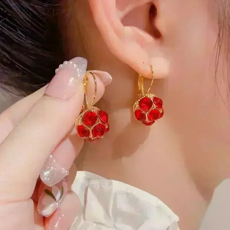 Exquisite Blue Drop-shaped Crystal Pendant Earrings For Women