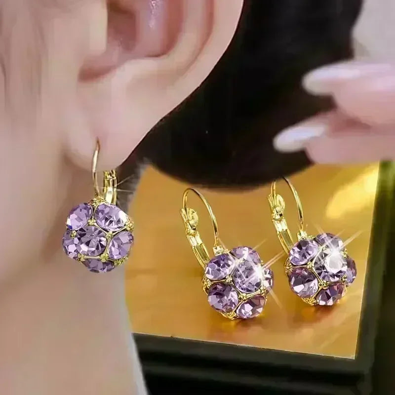 Exquisite Blue Drop-shaped Crystal Pendant Earrings For Women