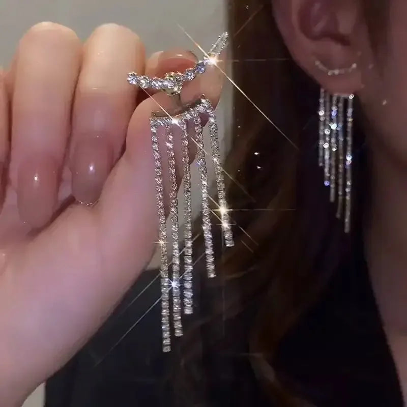 2024 New High-end Elegant Black Zircon Earrings for Women Fashionable Individuality Daily Accessory Party Jewelry Birthday Gifts