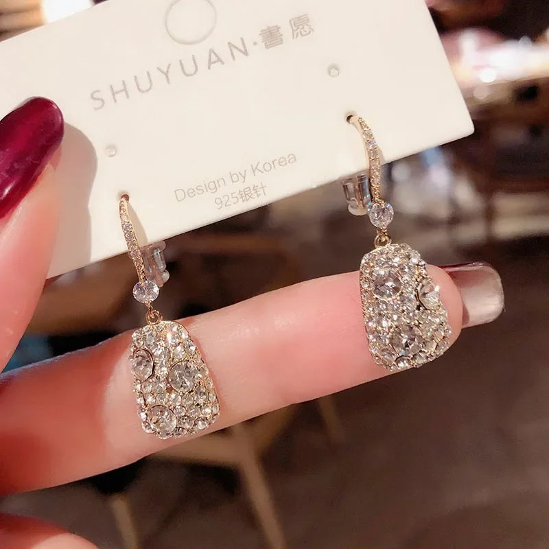 2024 New Hot Korean Beautiful Exquisite Fashion Long Shiny Gypsophila Earrings