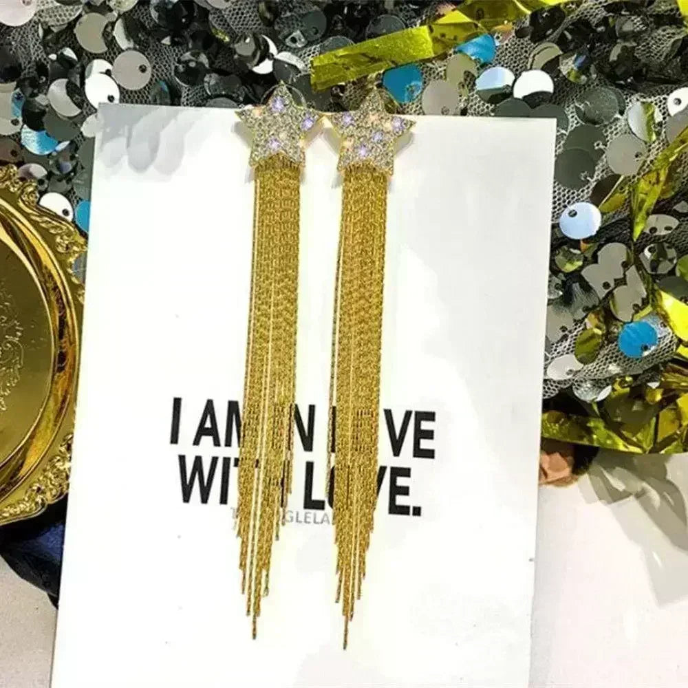 Exquisite Blue Drop-shaped Crystal Pendant Earrings For Women