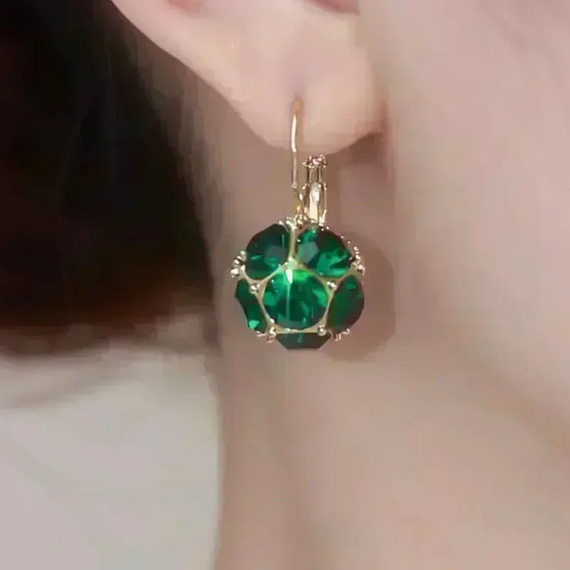 Exquisite Blue Drop-shaped Crystal Pendant Earrings For Women