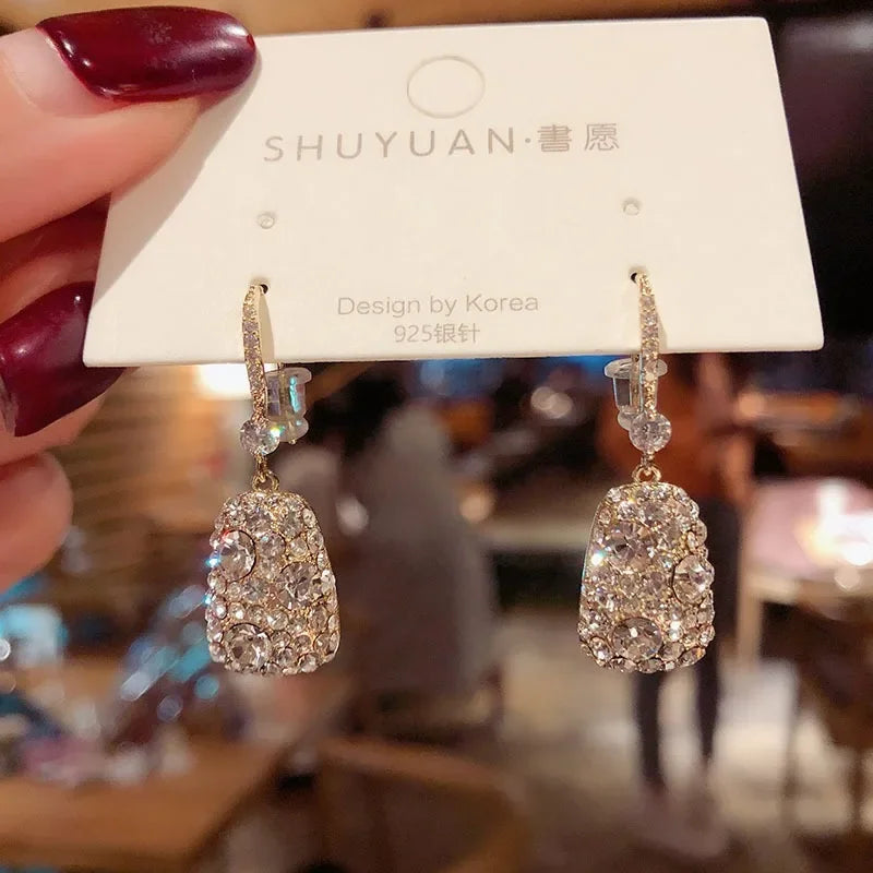 2024 New Hot Korean Beautiful Exquisite Fashion Long Shiny Gypsophila Earrings
