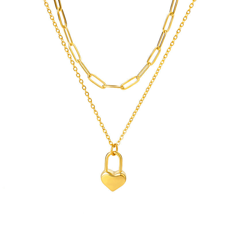 Fashion Jewelry Multilayer Heart Pendant Necklaces For Women Stainless Steel Chain