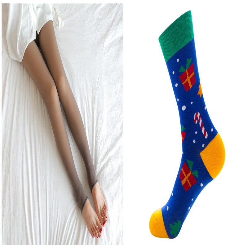 Fake Translucent Plus Size Leggings Fleece Lined Tights Fall And Winter Warm Fleece