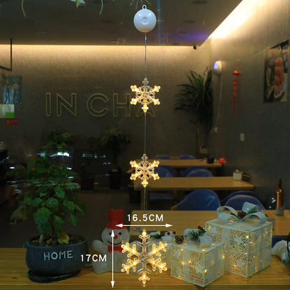 Christmas 3pcs LED Light Star Xmas Tree Hanging Sucker Lamp Window Ornaments Decoration