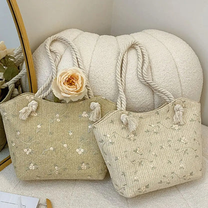 New And Simple Straw Bag Lace Bag Ins Straw Shoulder Bag