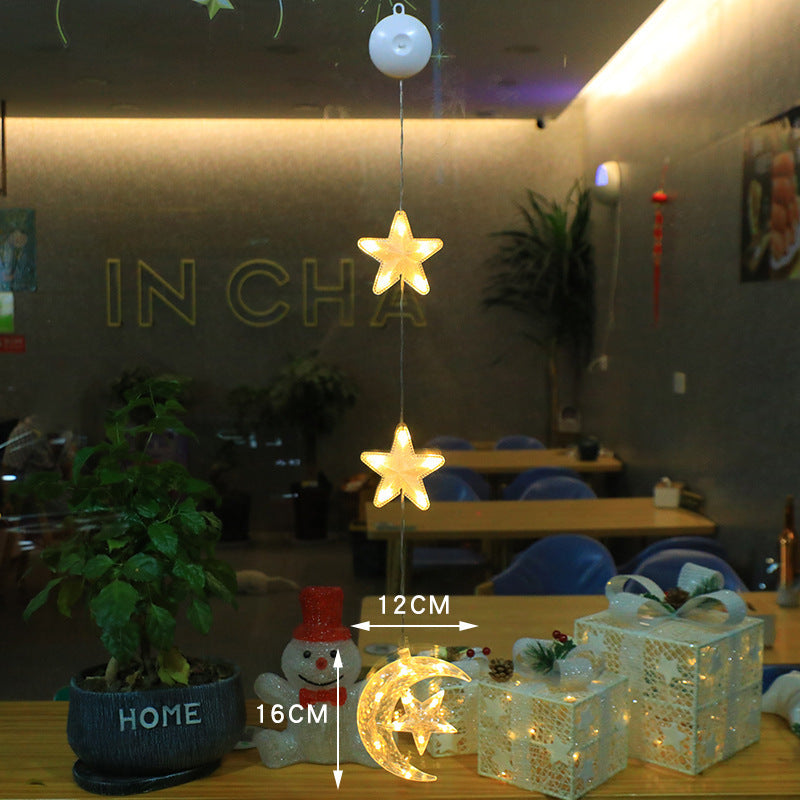 Christmas 3pcs LED Light Star Xmas Tree Hanging Sucker Lamp Window Ornaments Decoration