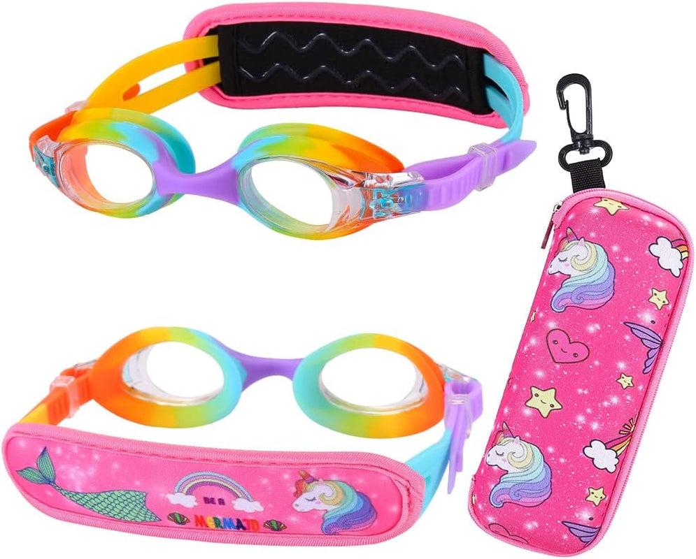 Kids Swim Goggles Age 2-6, Toddler Goggles No Hair Pull,Child Goggles Padded Headband