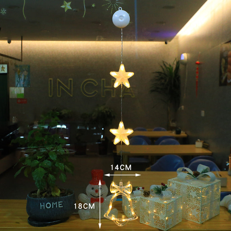 Christmas 3pcs LED Light Star Xmas Tree Hanging Sucker Lamp Window Ornaments Decoration