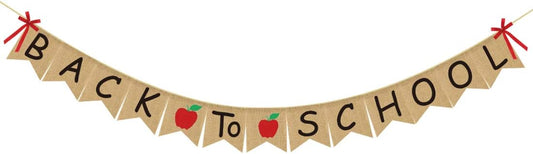Back to School Banner Burlap - Back to School Party Decorations Supplies - First Day of School Banner - Classroom Office School Hanging Decor Sign - Teacher Banner
